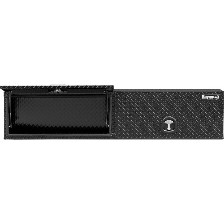 Buyers Products Company 18x16x90 Inch Gloss Black Diamond Tread Aluminum Topsider Truck Box with Flip-Up Doors, large image number 6
