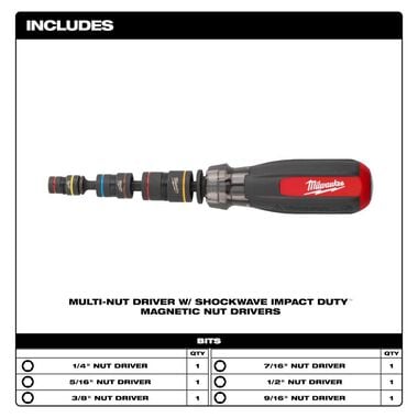 Milwaukee Multi-Nut Driver W/ SHOCKWAVE Impact Duty Magnetic Nut Drivers, large image number 1