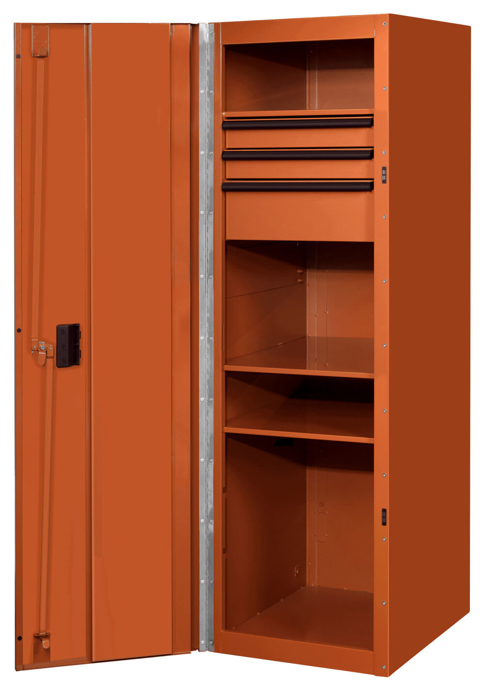 Extreme Tools RX Series 19 Inch W x 25 Inch D 3 Drawer and 3 Shelf Side Locker Orange with Black, large image number 2