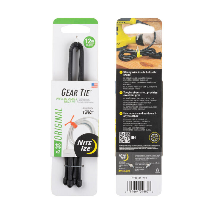 Nite Ize Gear Tie Reusable Rubber Twist Tie 12in 2pk Black, large image number 2