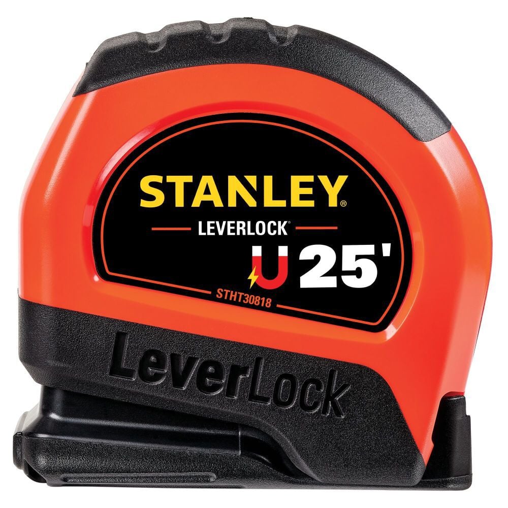 Stanley 25ft High Visibility Magnetic LEVERLOCK Tape Measure, large image number 1