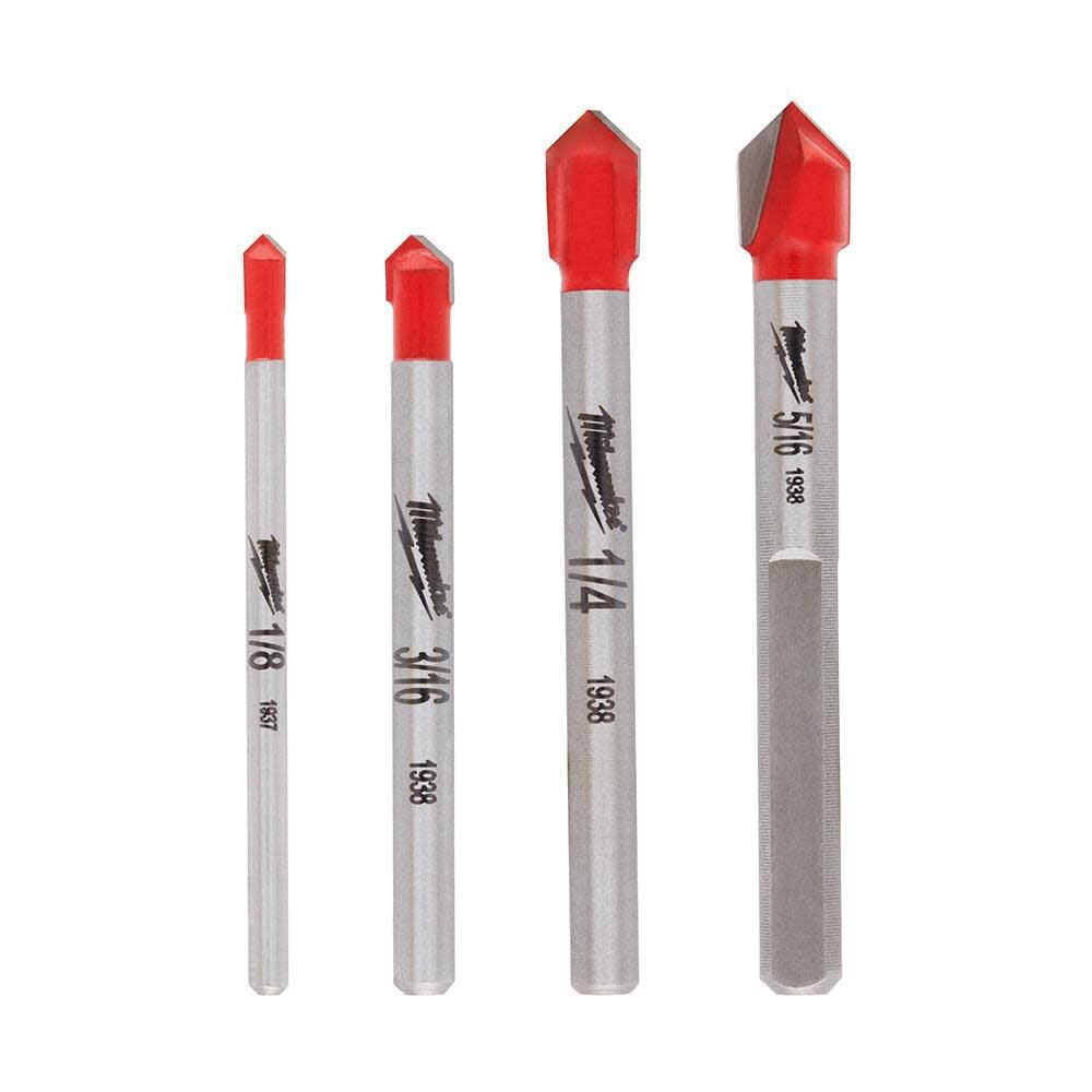 Milwaukee 4 pc Glass and Tile Bit Set 48-20-8988 - Acme Tools