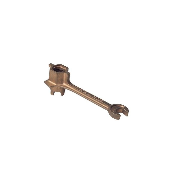 Justrite Brass Alloy Drum Bung Wrench for many 2in or 3/4in Bung Caps