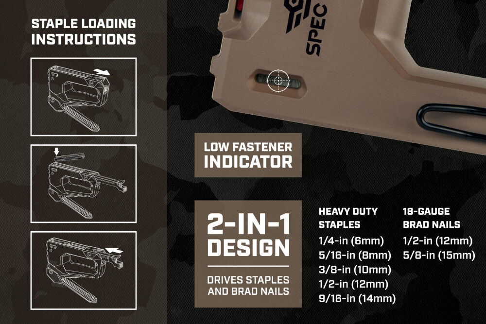 Spec Ops 2-in-1 Heavy-Duty Staple Gun / Brad Nailer (SPEC-M50), large image number 10