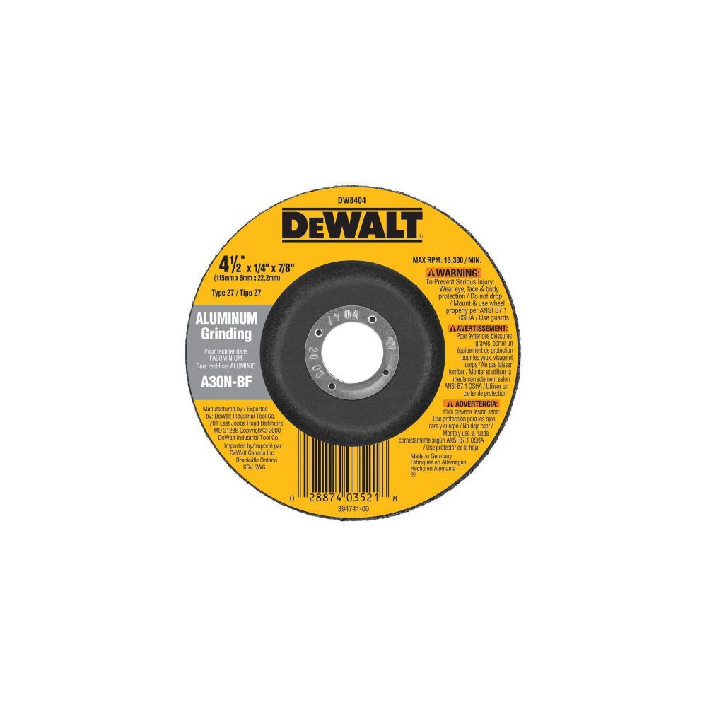 DEWALT 4-1/2inx1/4in Grinding Wheel for Aluminum, large image number 2