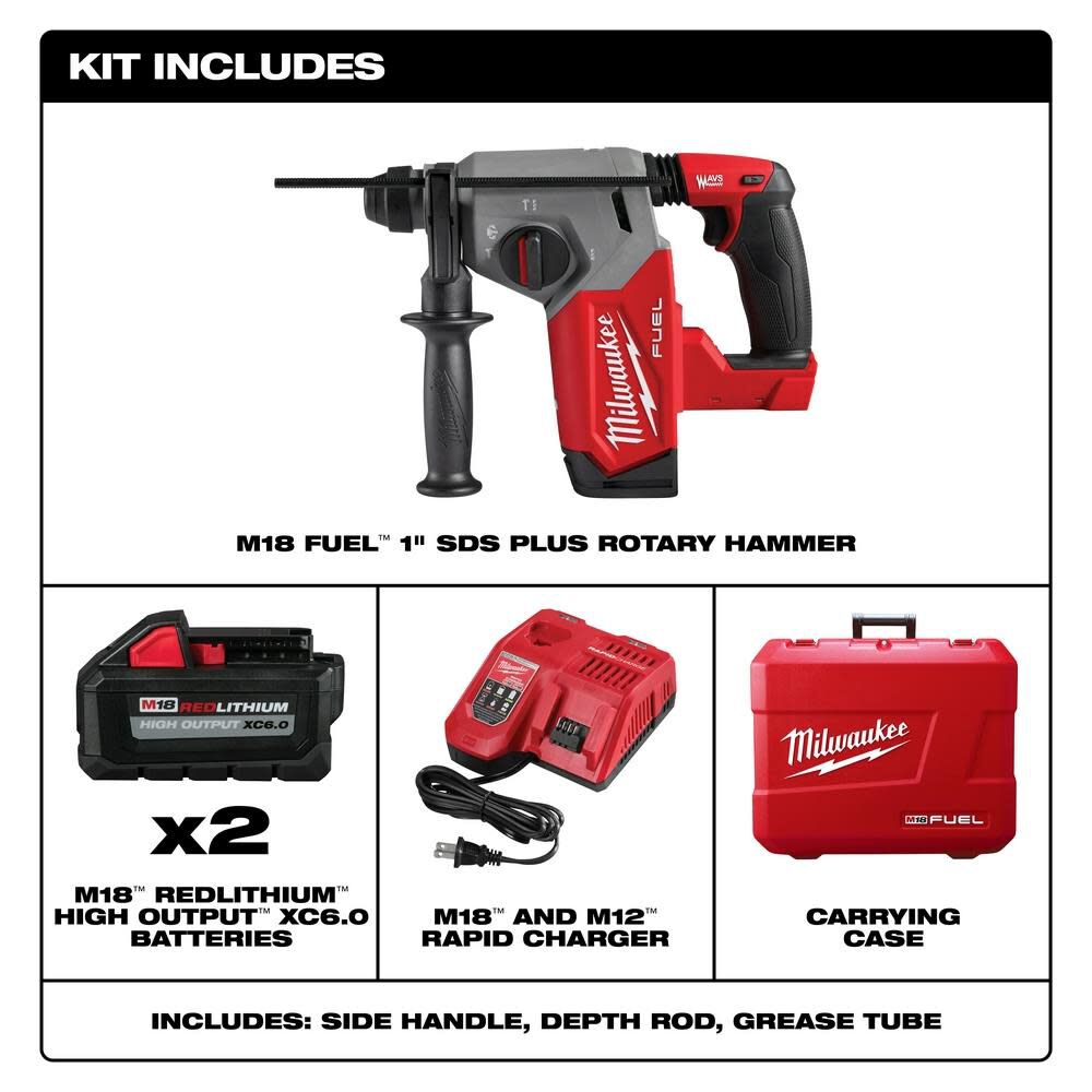 Milwaukee M18 FUEL Rotary Hammer 1" SDS Plus Kit 291222 from Milwaukee