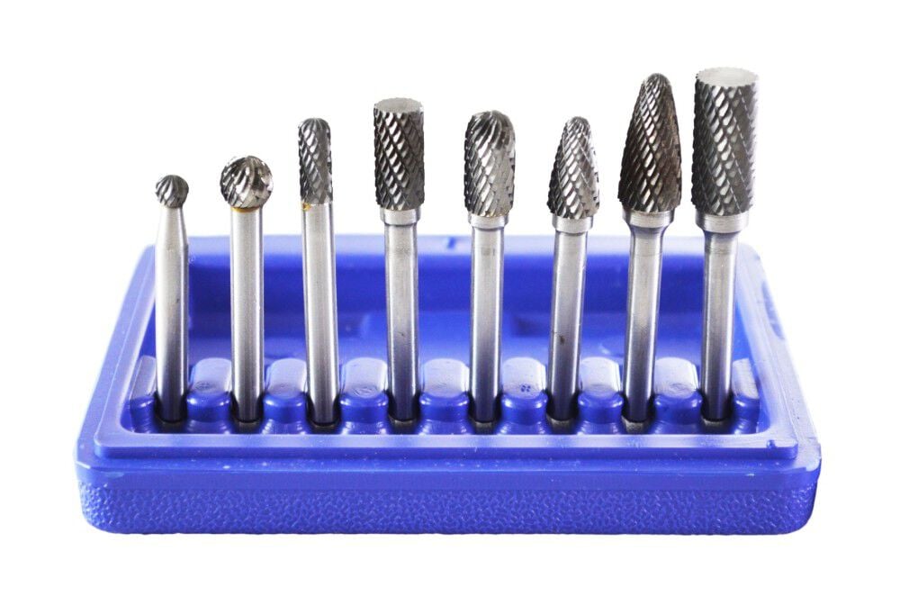 Astro Pneumatic Tools 1/4 Inch Shank Double Cut Carbide Rotary Burr Set 8 Pieces, large image number 1