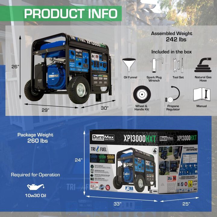 Duromax 13,000 Watt Tri-Fuel 50-State Portable Generator with CO Alert, large image number 11
