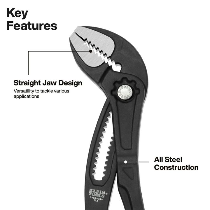 Klein Tools 12 Inch Straight Jaw Quick-Adjust Pump Pliers, large image number 1