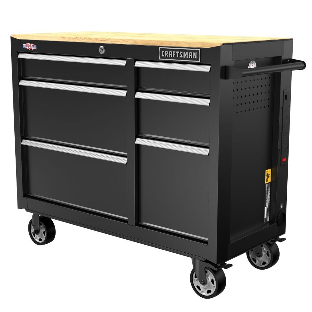 CRAFTSMAN S2000 41 Inch 6-Drawer Workstation Black with Tray & Holder – CMST34062BK