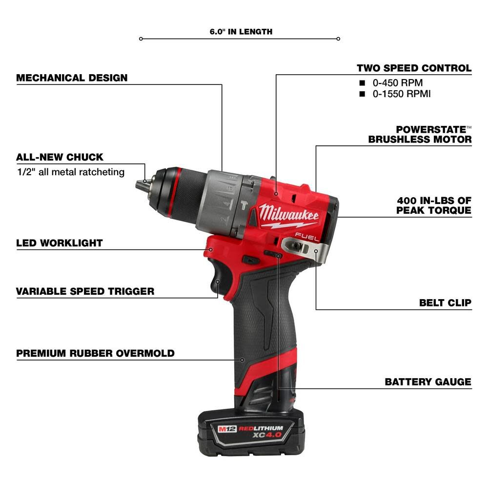 Milwaukee M12 FUEL Drill Driver, Impact Driver & Orbital Sander Combo Kit Bundle, large image number 3
