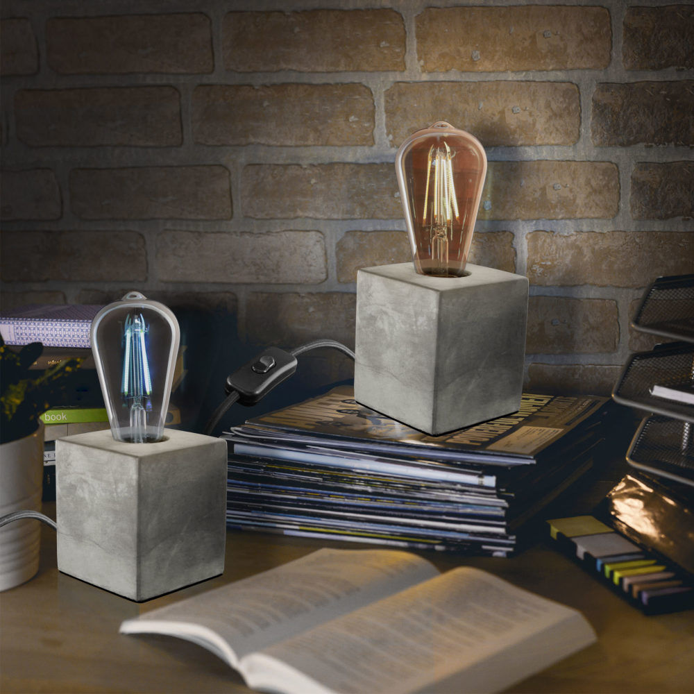 Feit Electric Gray 60W Industrial Style Table Cube Lamp Base, large image number 4