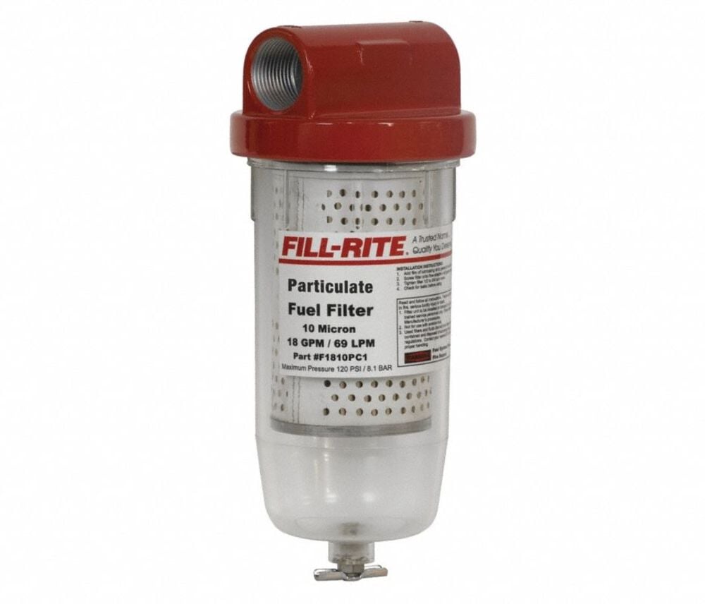 Fill-Rite Clear Bowl Particulate Filter with Drain – F1810PC1