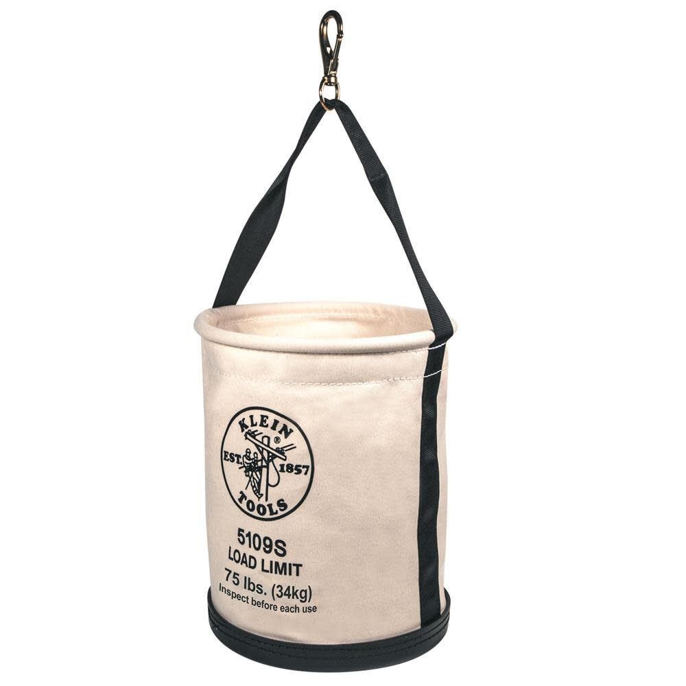 Klein Tools Canvas Bucket, Straight Wall with Swivel Snap and Drain Holes, 12 Inch, large image number 4