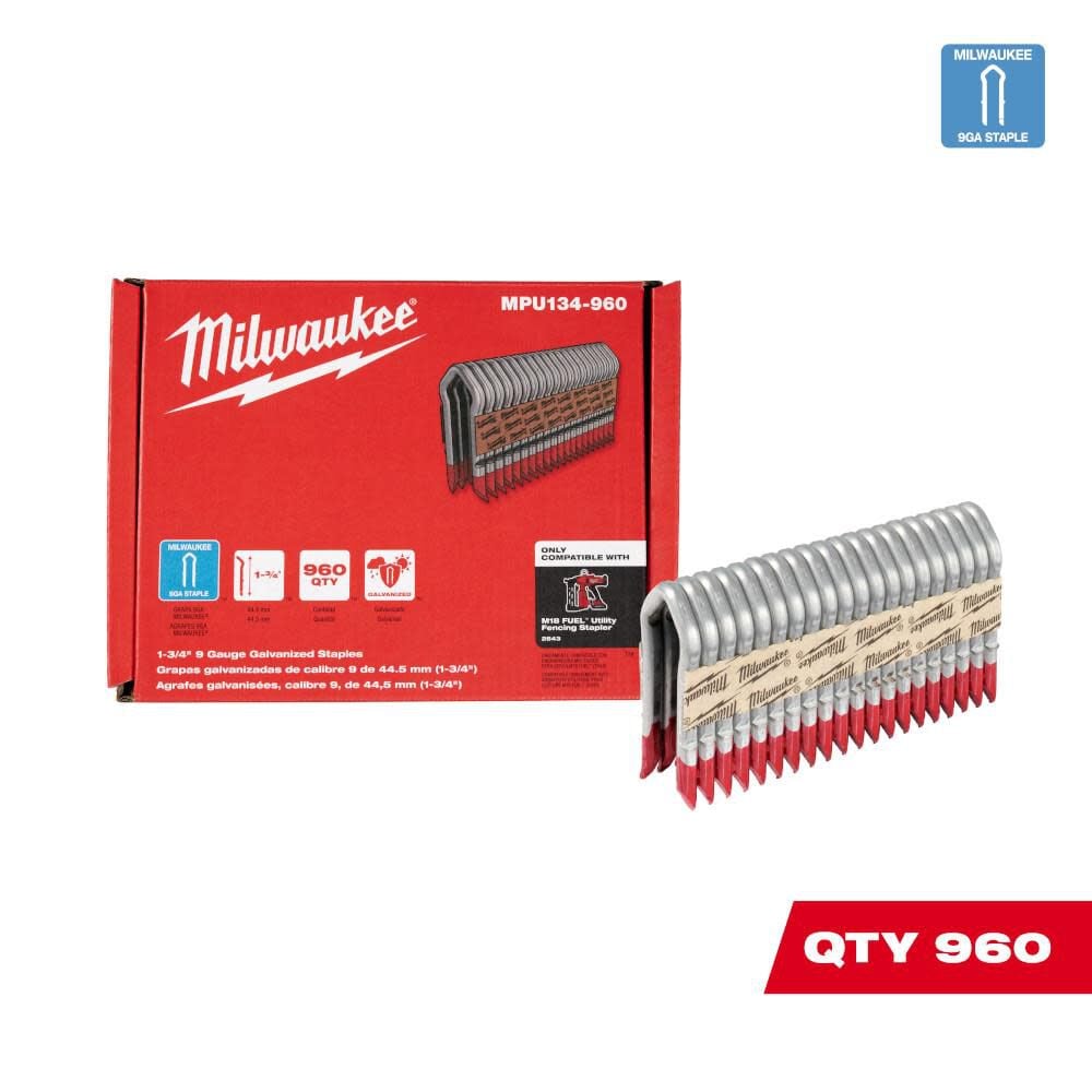 Milwaukee Galvanized Staples 1.75inch 9 Gauge, large image number 1