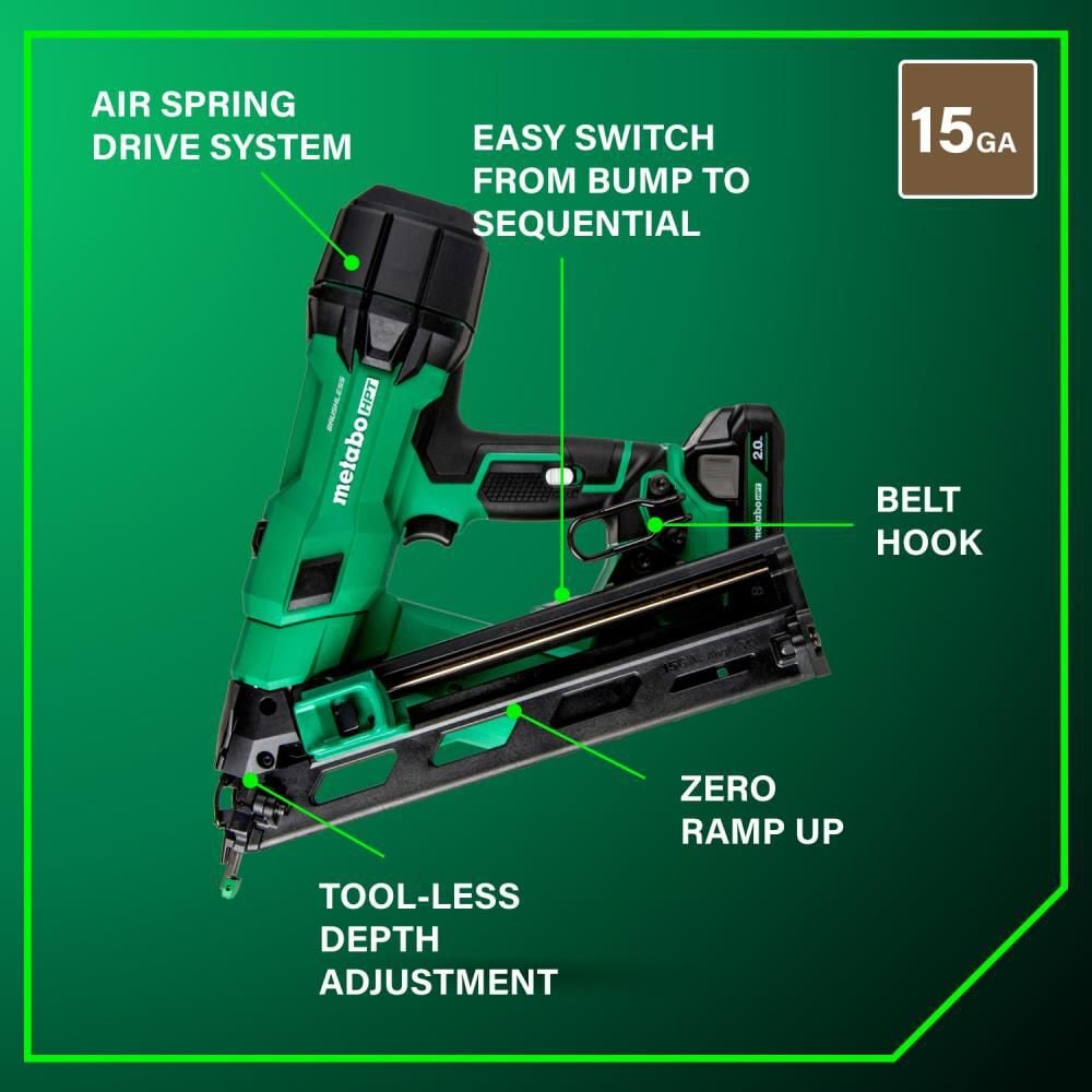 Metabo HPT 18V MultiVolt Brushless 15-Gauge Angled Finish Nailer 2 Ah Kit, large image number 3