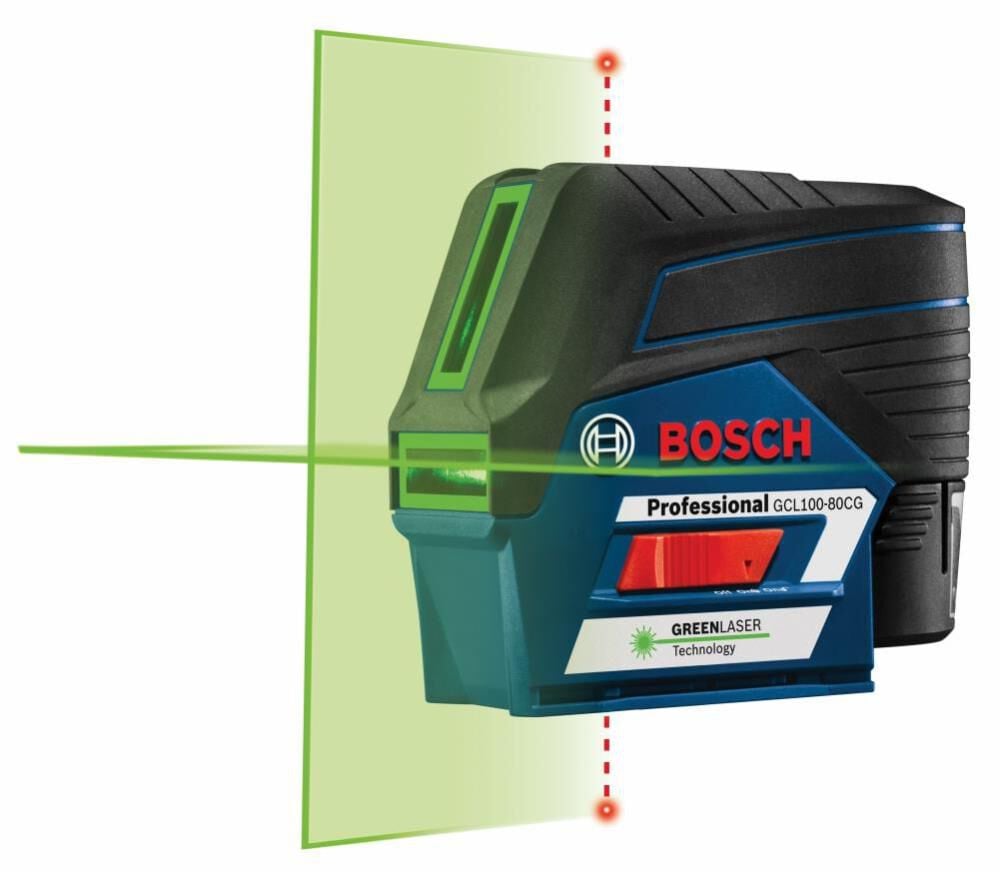 Bosch 12V Max Connected Green-Beam Cross-Line Laser with Plumb Points - GCL100-80CG