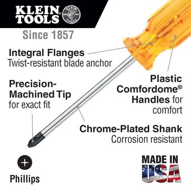 Klein Tools 11-1/2 #1 Phillips Tip Screwdriver, large image number 1