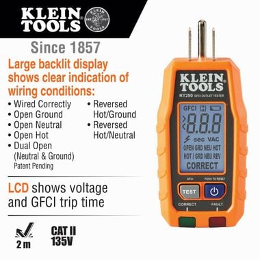 Klein Tools GFCI Receptacle Tester with LCD, large image number 1