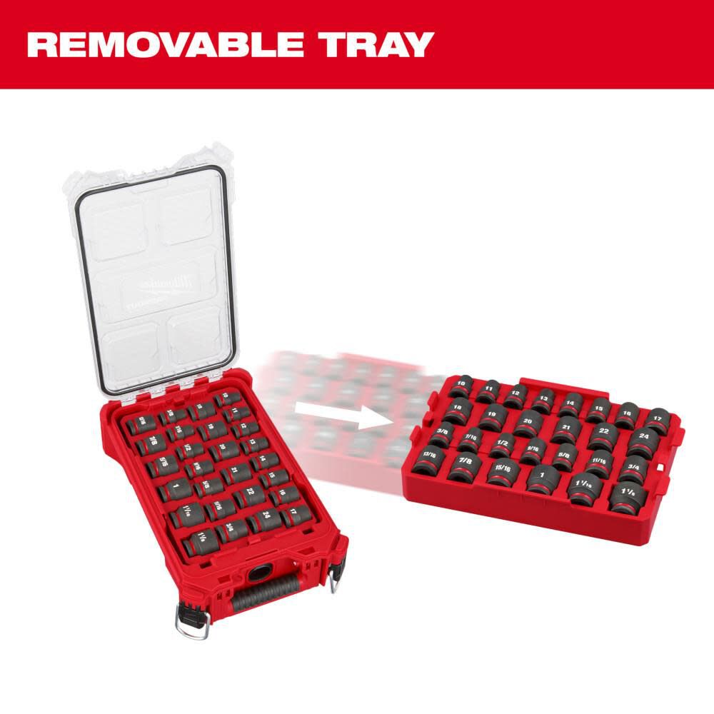 Milwaukee Promotional SHOCKWAVE Impact Duty Socket 1/2 Dr 27PC SAE/MM PACKOUT Set, large image number 9