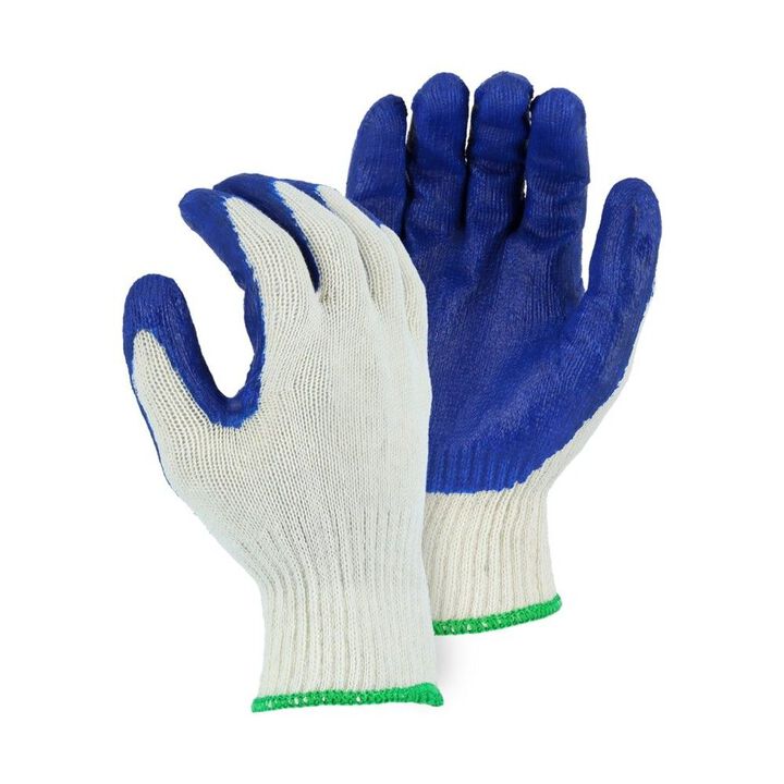 Majestic Glove Latex String Knit Lined Palm Coated Work Gloves White & Blue Medium, large image number 1