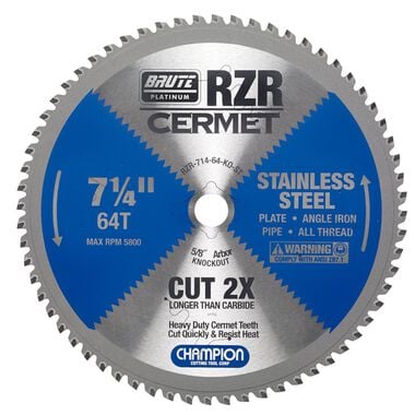 Champion Cutting Tool Brute Cermet Tipped Circular Saw Blade 7-1/4 inch (stainless steel cutting)