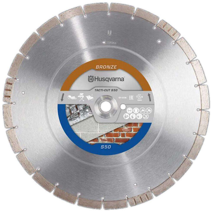 Husqvarna Construction Tacti-Cut S50+ 14 Inch Bronze Turbo Diamond Blade for Hard Materials