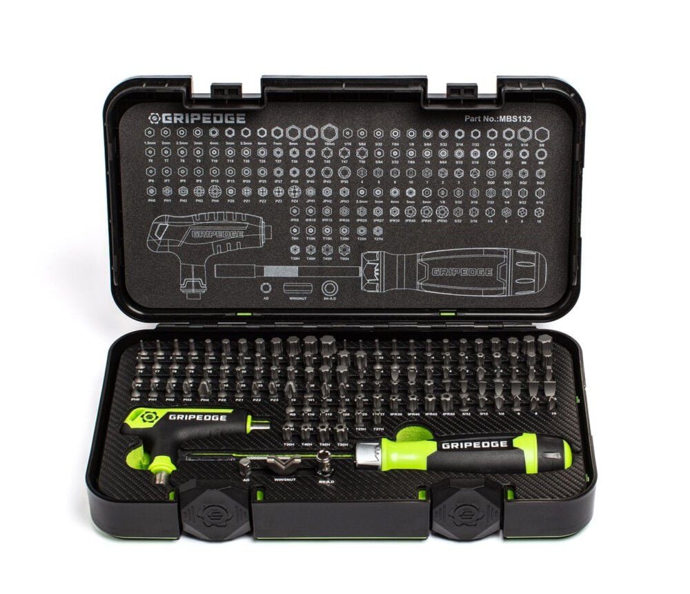 GripEdge Tools Rounding Prevention Technology Multi-Bit Driver Set 132 Pieces, large image number 1