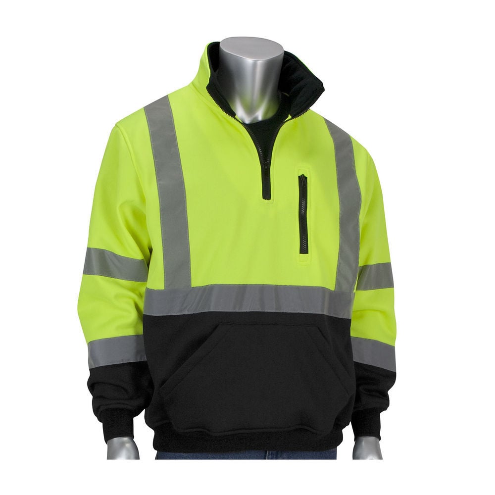 Protective Industrial Products ANSI 1/4 Zip Pullover Sweatshirt Hi Vis Lime Yellow Large, large image number 1