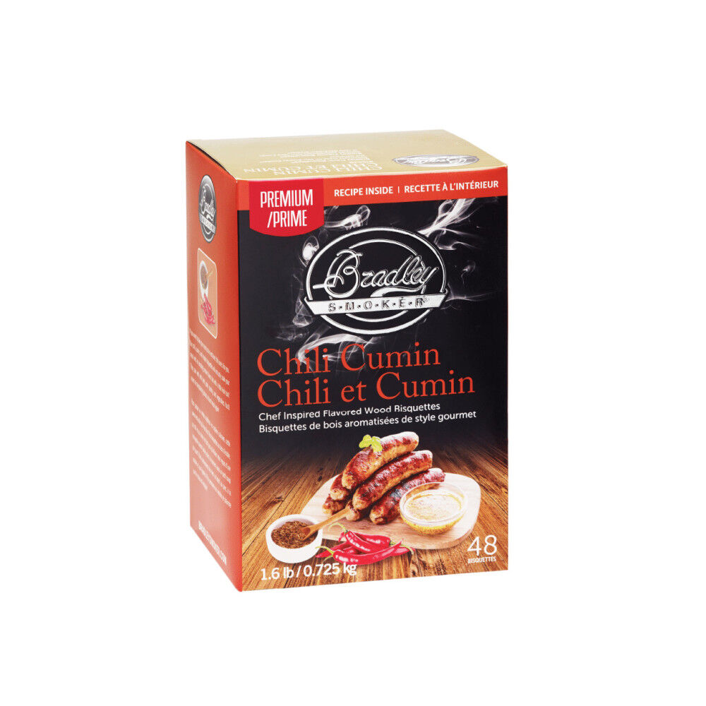 Bradley Smoker Premium Chili Cumin Wood Bisquettes 48 Pack – BTCC48