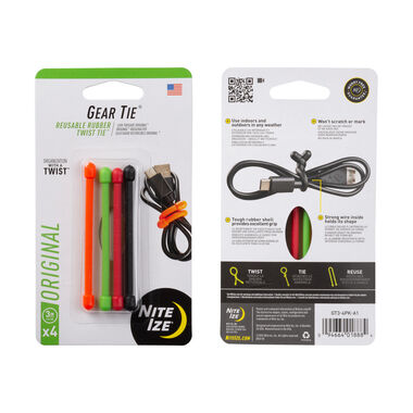 Nite Ize Gear Tie Reusable Rubber Twist Tie 3in 4pk Assorted, large image number 2