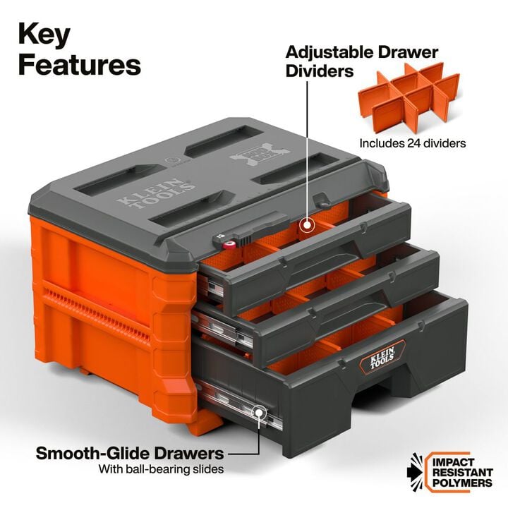 Klein Tools MODbox Multi-Depth Three-Drawer Toolbox, large image number 1