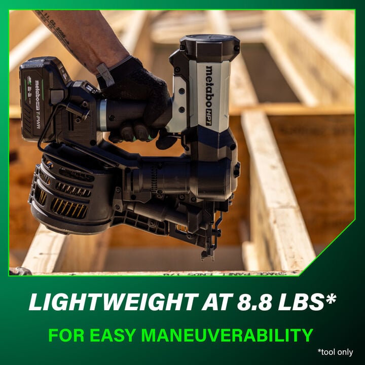 Metabo HPT Cordless Pneumatic 18V 15 Degree Coil Wire Collated Framing Nailer Kit, large image number 8