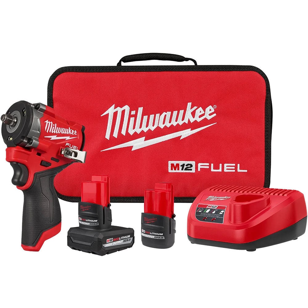 Milwaukee M12 FUEL Stubby 3/8 Inch Impact Wrench Kit - 2562-22