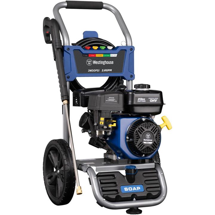 Westinghouse Outdoor Power 3400 PSI 2.6 GPM Gas Powered Cold Water Pressure Washer with 5 Quick Connect Spray Nozzles