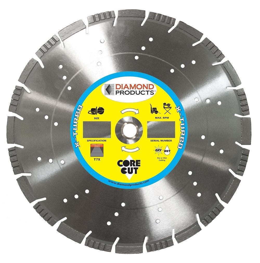 Diamond Products X-Turbo 14 Inch Segmented Turbo Rim Diamond Blade for High Speed Cuts in General Purpose Concrete, large image number 1