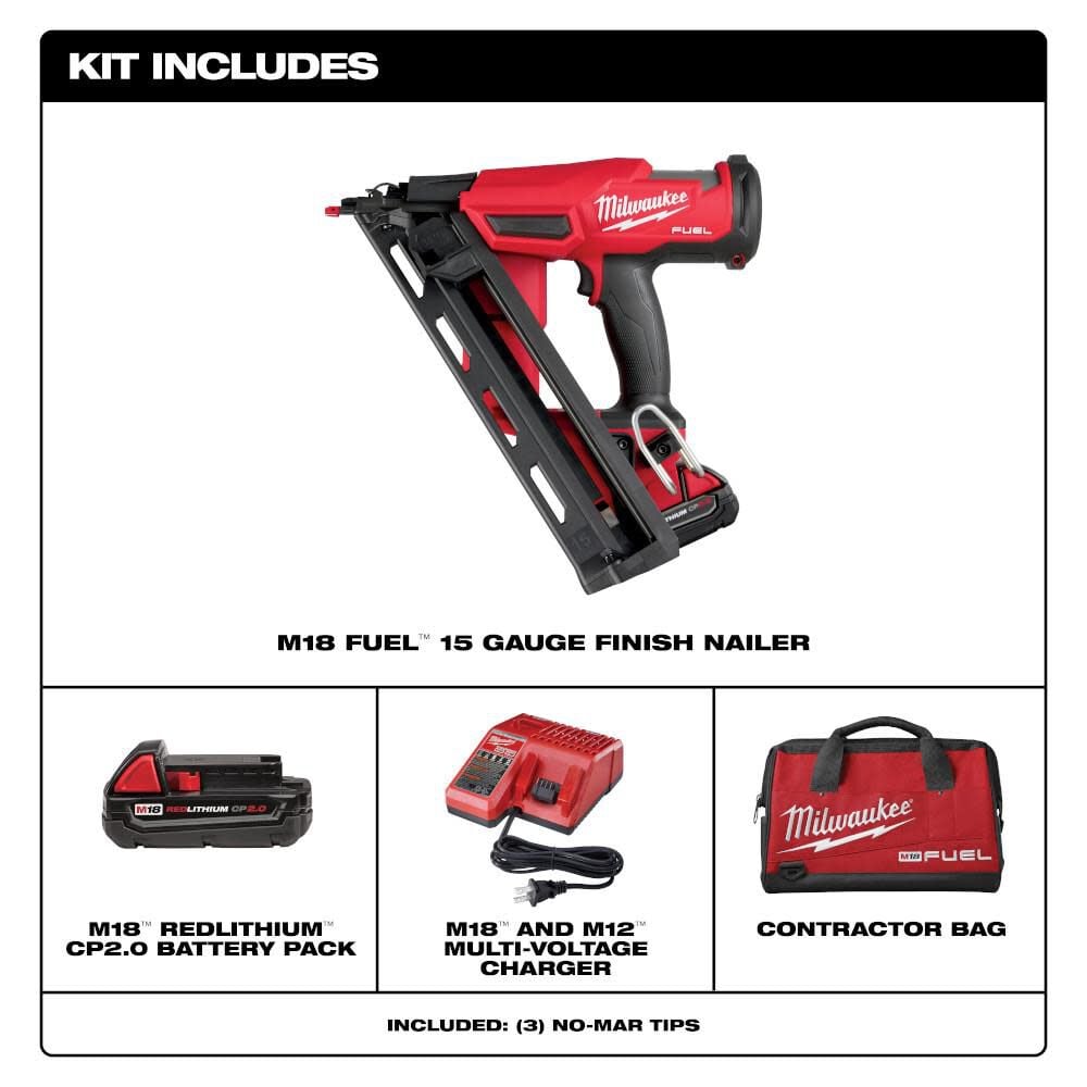 Milwaukee M18 Fuel 15 Gauge Finish Nailer Kit 2839 21ct - Image 2