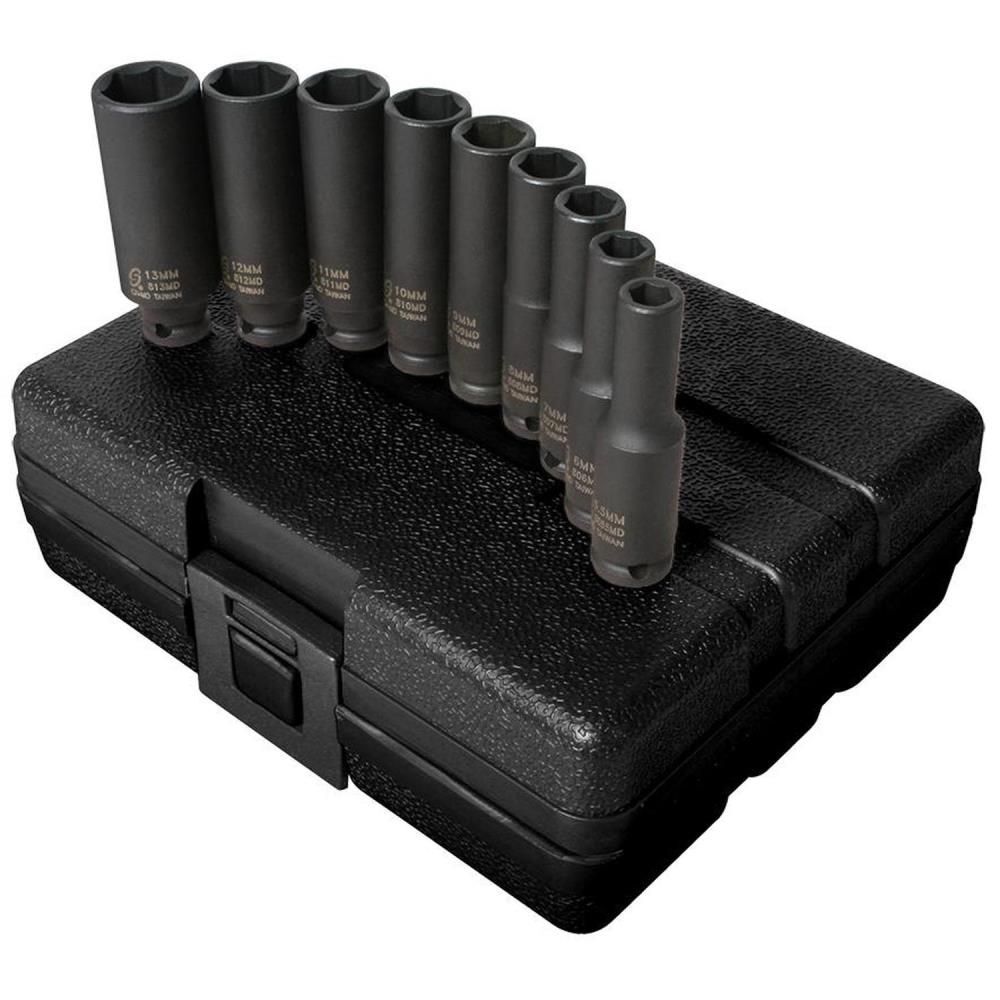 Sunex 1/4 Inch Drive Metric 6 Point Deep Impact Socket Set, 9 Piece, large image number 1