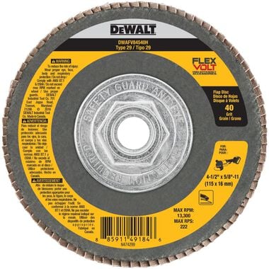 DEWALT Flexvolt T29 40G Flap Disc, 4-1/2 in X 5/8 in-11 in
