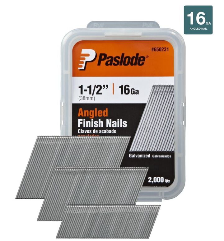 Paslode 2000 Pack 1-1/2in 16ga Galv Angled Finishing Nails