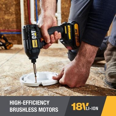 CAT 18V Cordless Hammer Drill and Impact Driver Combo Kit with Two Batteries, large image number 6