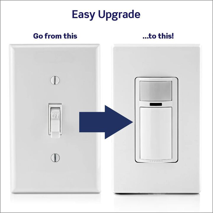 Leviton Decora Occupancy Motion Sensor Switch 5A 120V White 3 Way, large image number 2