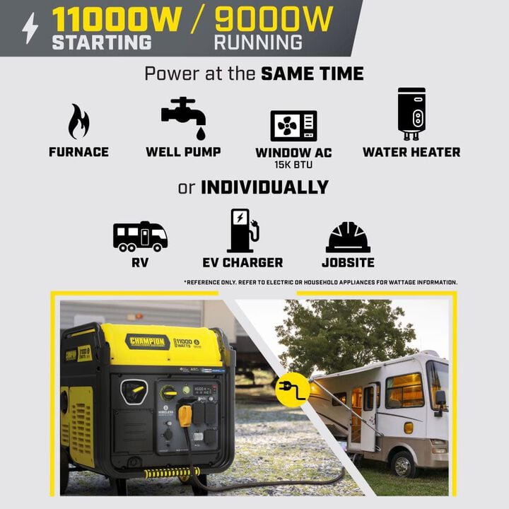 Champion Power Equipment 11,000-Watt Gas Powered 49 State Wireless Remote Start Home Backup Portable Inverter Generator with Quiet Technology, large image number 4