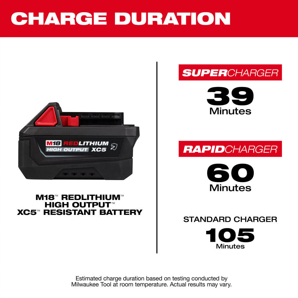 Milwaukee M18 REDLITHIUM HIGH OUTPUT XC5 Oil, Grease, and Solvent Resistant Battery Pack, large image number 9