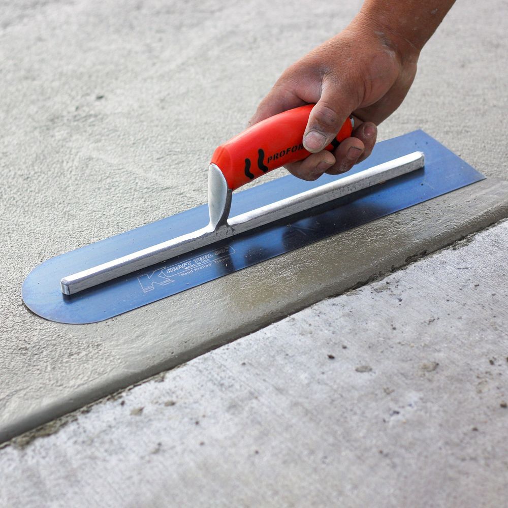 Kraft Tool Co 20 x 5 Inch Round Front/Square Back Blue Steel Cement Trowel, large image number 2