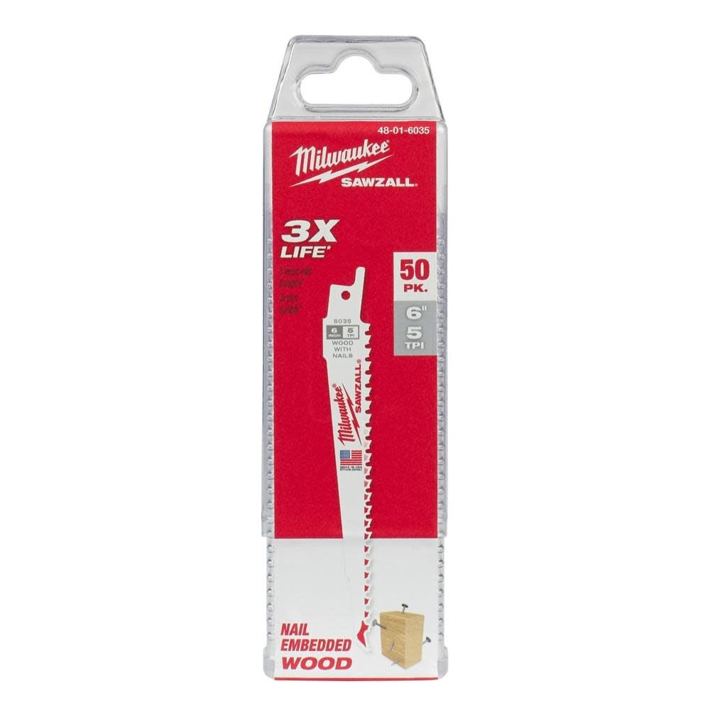 Milwaukee 6 In 5 Tpi Super Sawzall Blades 50 Pack 48 01 6035 - Image 8