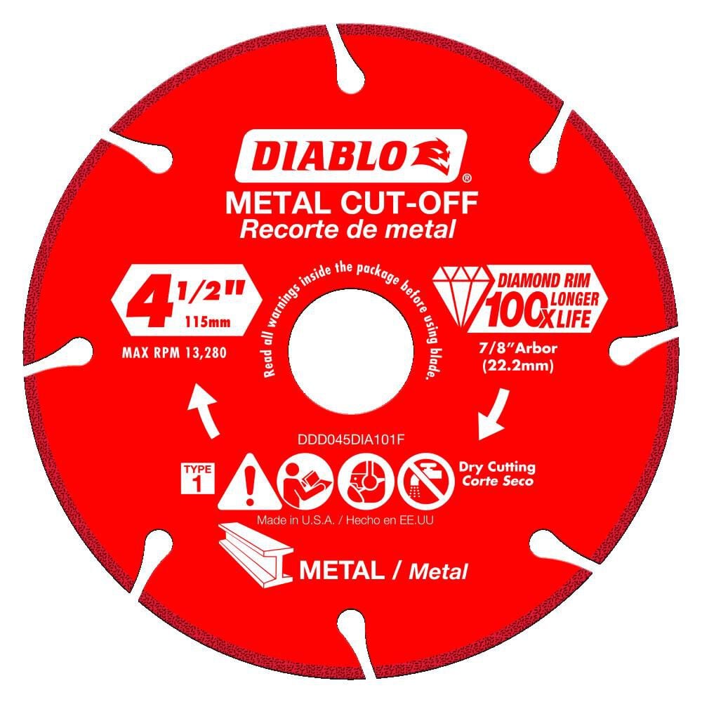 Diablo Tools 4 1/2 Inch Segmented Rim Diamond Cut-Off Disc for Metal – DDD045DIA101F