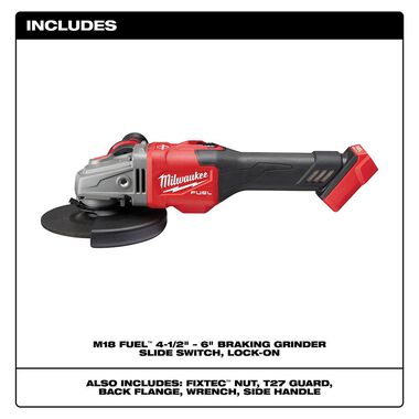 Milwaukee M18 FUEL 4-1/2 in.-6 in. Lock-On Braking Grinder with Slide Switch (Bare Tool), large image number 1