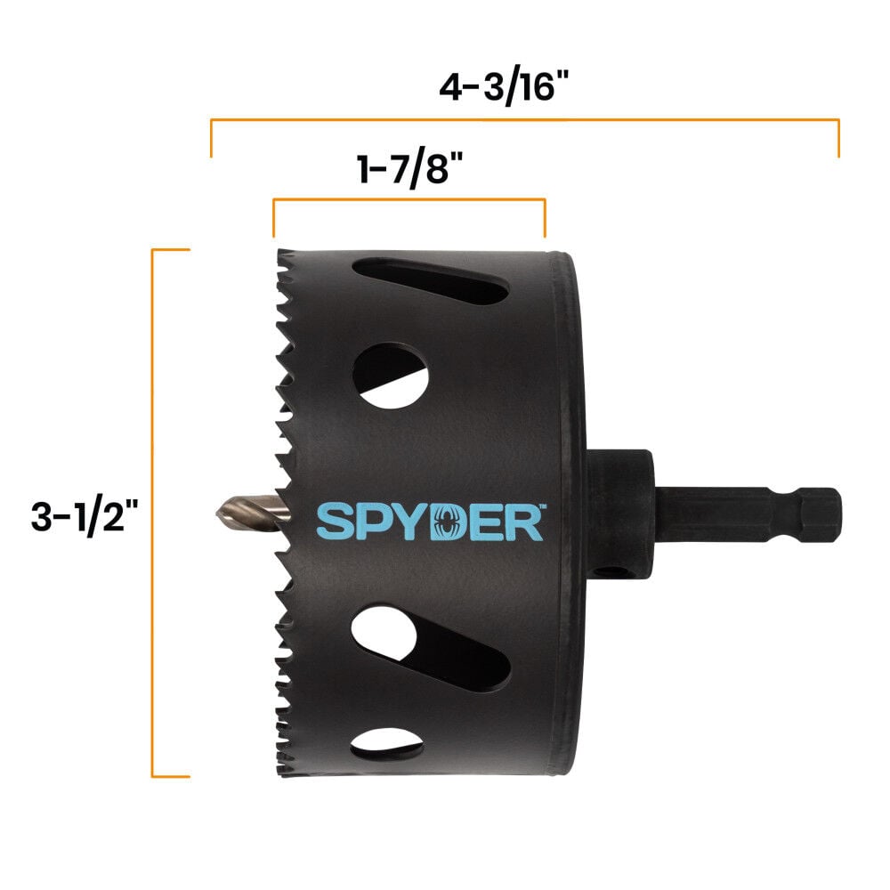 Spyder 3-1/2 Inch Bi-Metal Arbored Hole Saw, HSS Pilot Bit, large image number 7