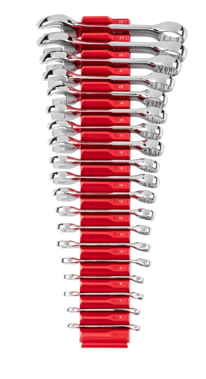 Tekton Stubby Combination Wrench Set, Organizers, 19 Pieces, Sizes: 6-24 mm